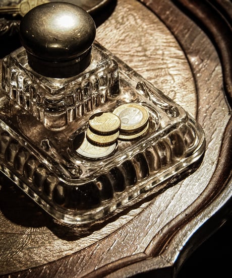 1920's French crystal and silver metal inkwell