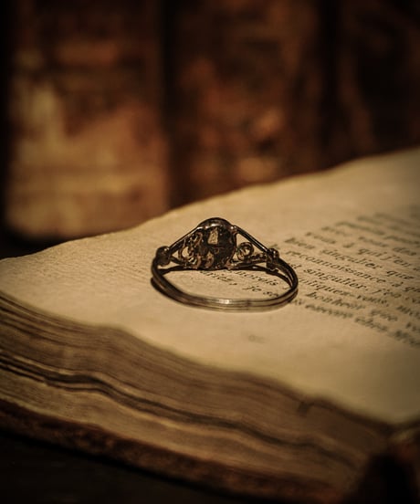 Edwardian Sterling Silver Filigree Onyx Ring