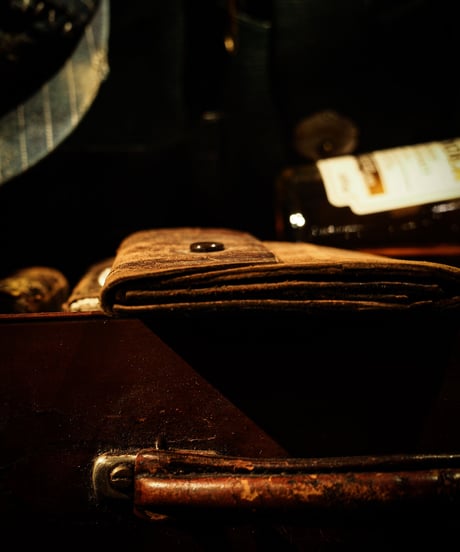 Leather 7P pocket vintage tri-fold wallet