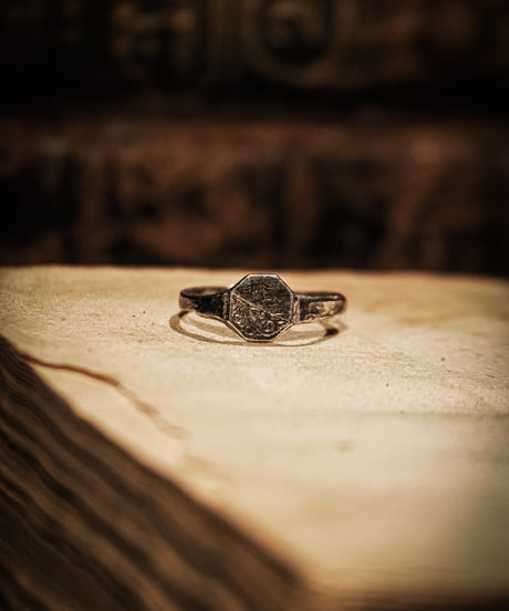 Half Engraved sterling silver signet ring