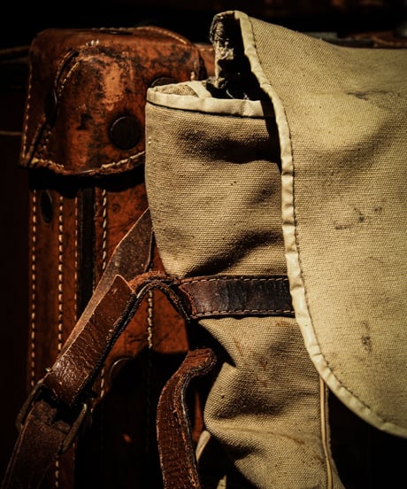 Canvas leather belt shoulder bag