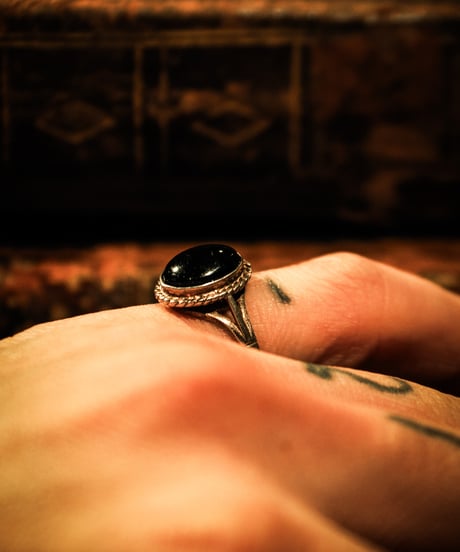1966's Black onyx Vintage sterling silver ring