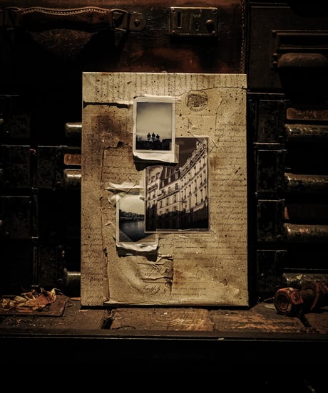 [Seine river&Street lump]1860's paper collage Art