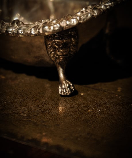 Victorian Silver-Plated Salt Cellar with Ornate Acanthus Border and Paw Feet