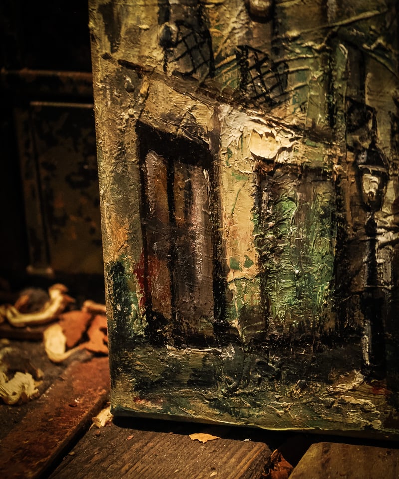油彩画『街灯』 Street lamp] Oil painting by Kaze | WAIOKIRY