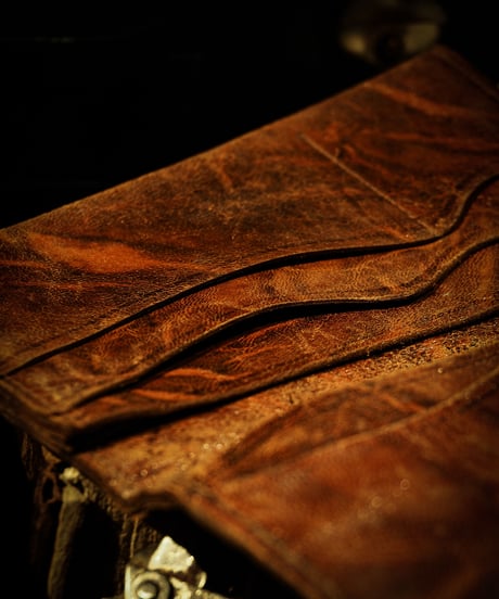 Leather 7P pocket vintage tri-fold wallet