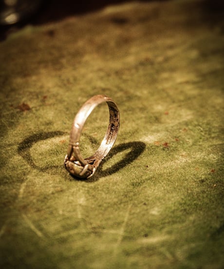 Serpentinite stone reef vintage silver ring