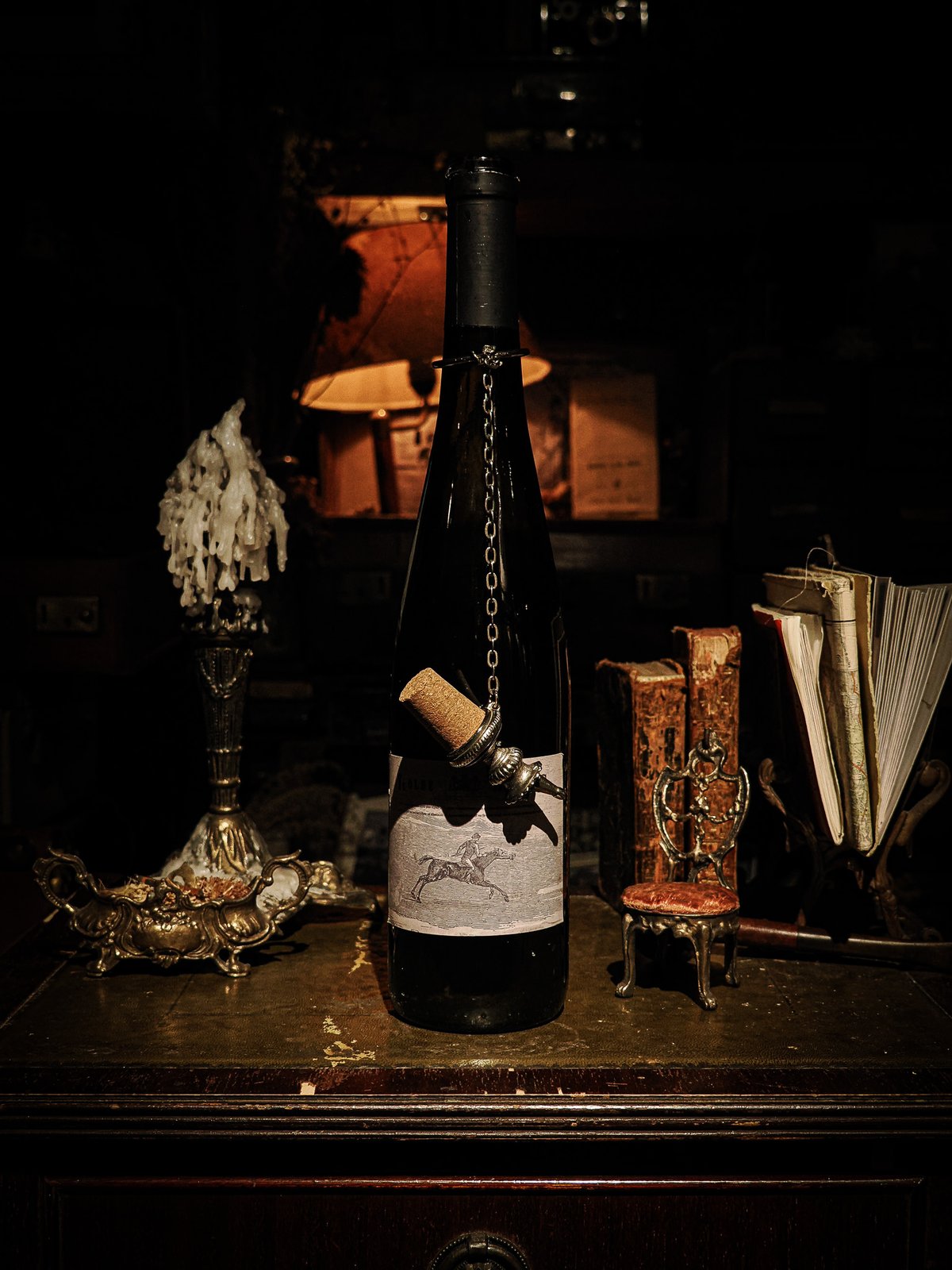 French Antique Wine Bottle Pourer & Stopper wit