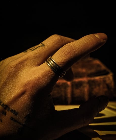 Wide line vintage silver ring