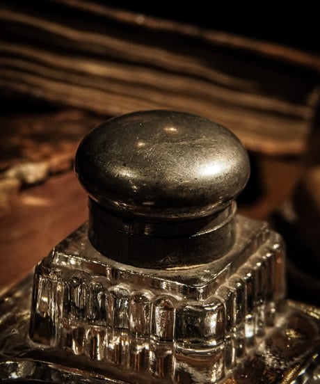1920's French crystal and silver metal inkwell