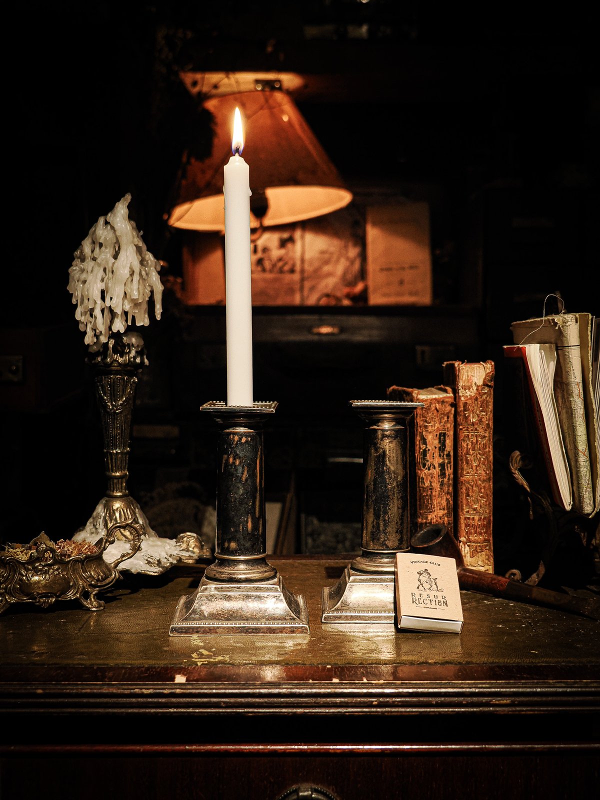 Pair of Antique British Silver-Plated Candlesti