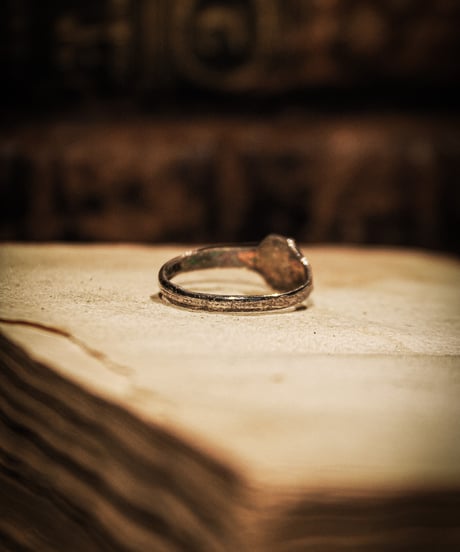 Half Engraved sterling silver signet ring