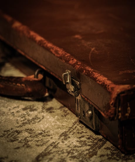 Vintage British Leather Hard Case with Key / 1940s-50s England