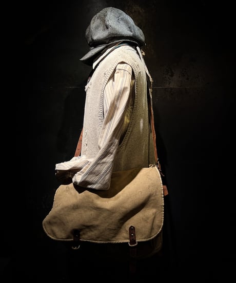 Canvas leather belt shoulder bag