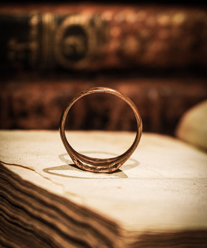 Emblem motif vintage brass signet ring | WAIOKIRY