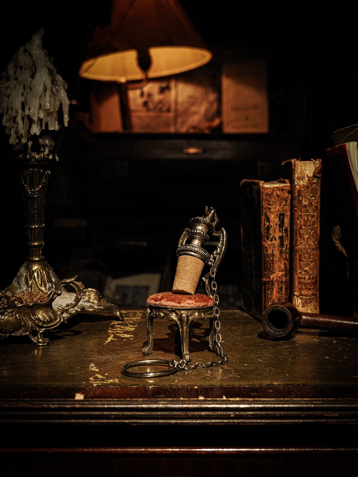 French Antique Wine Bottle Pourer & Stopper wit