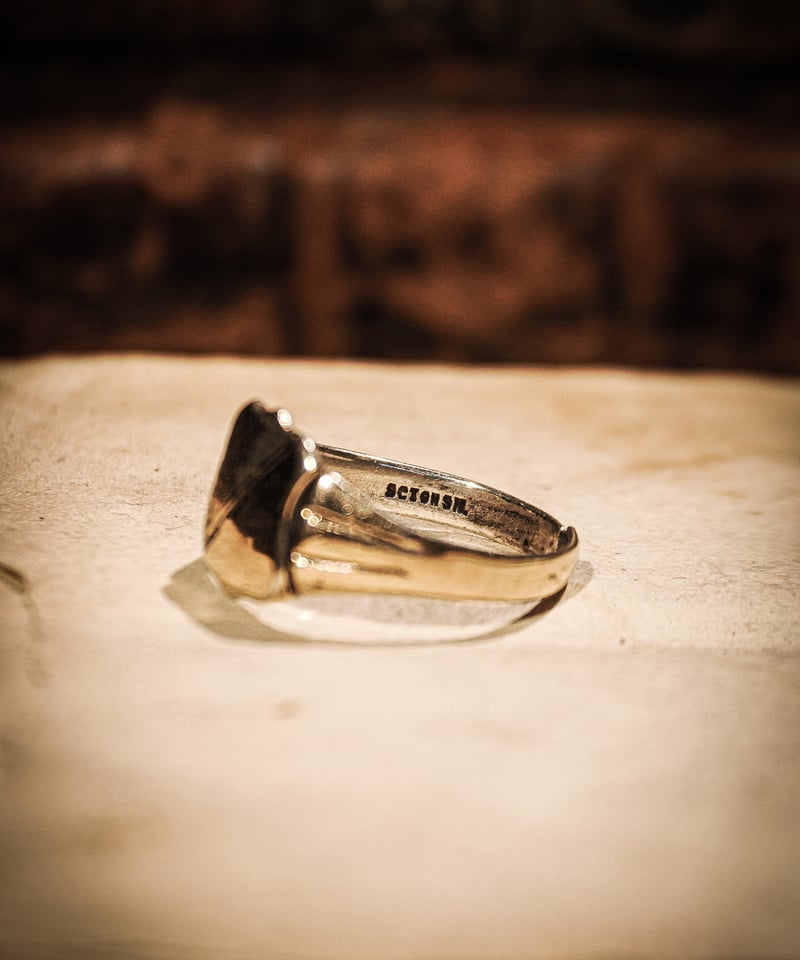 9ct gold half engraved sterling silver signet r