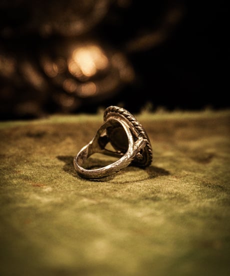 Flame stone reef vintage silver ring