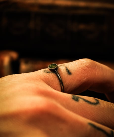 Jade stone Vintage sterling silver ring