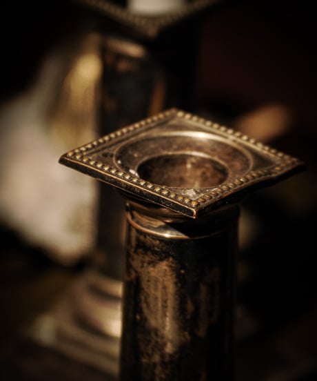 Pair of Antique British Silver-Plated Candlesticks - 2SET