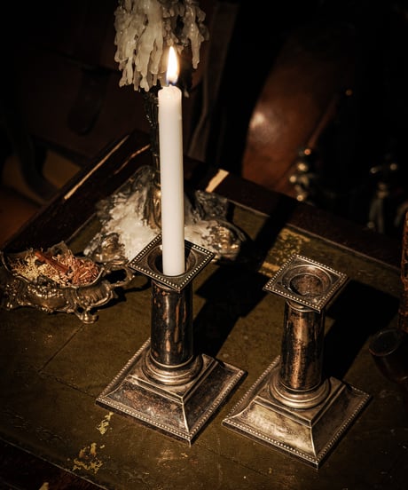 Pair of Antique British Silver-Plated Candlesticks - 2SET