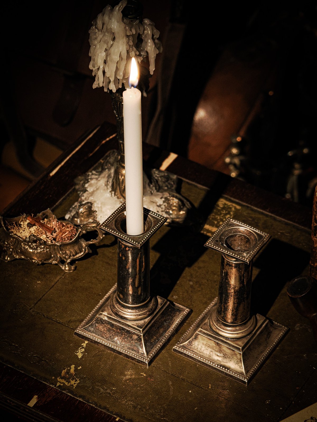 Pair of Antique British Silver-Plated Candlesti
