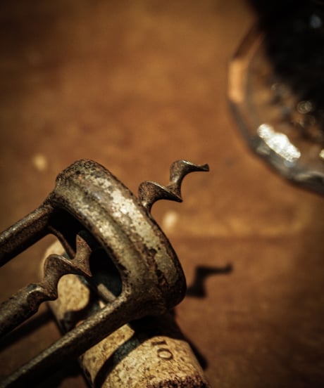 Wood hand antique corkscrew