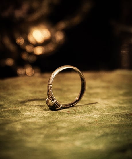 Serpentinite stone reef vintage silver ring
