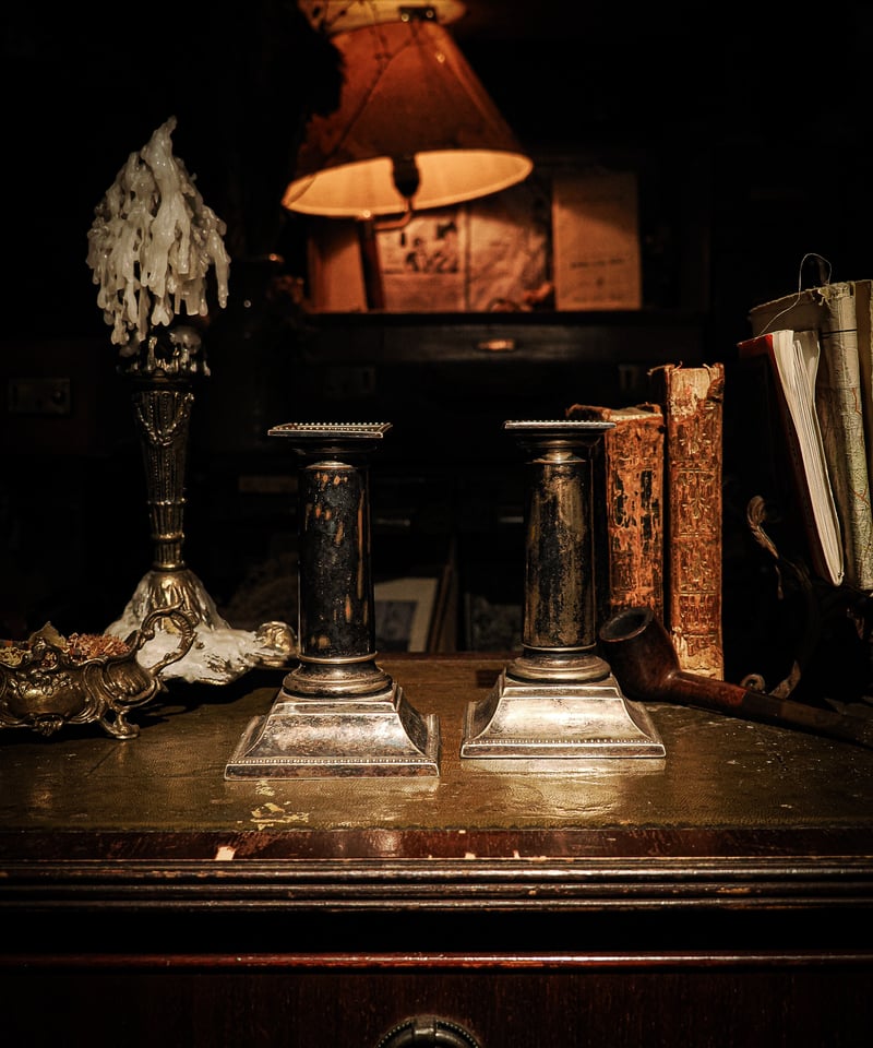 Pair of Antique British Silver-Plated Candlesti