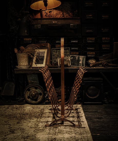French Mid-Century Wrought Iron Record Rack / Magazine Holder