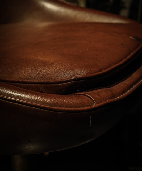 Mid-Century Modern Tulip Base Swivel Chair / Brown Vinyl Upholstery