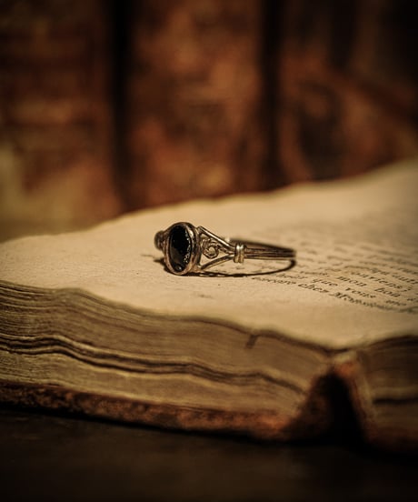 Edwardian Sterling Silver Filigree Onyx Ring