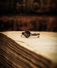 Half Engraved sterling silver signet ring