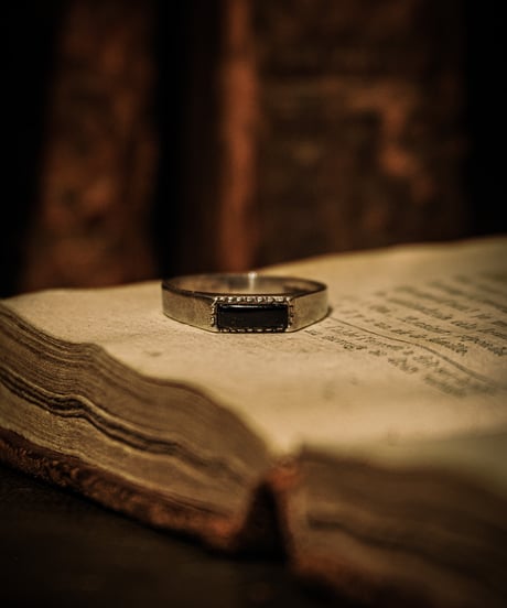 British Sterling Silver Onyx Signet Ring