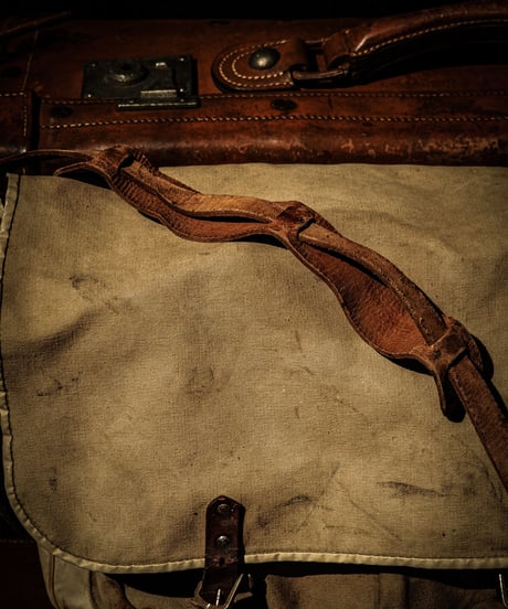 Canvas leather belt shoulder bag