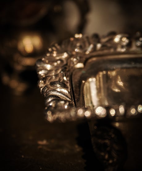 Victorian Silver-Plated Salt Cellar with Ornate Acanthus Border and Paw Feet
