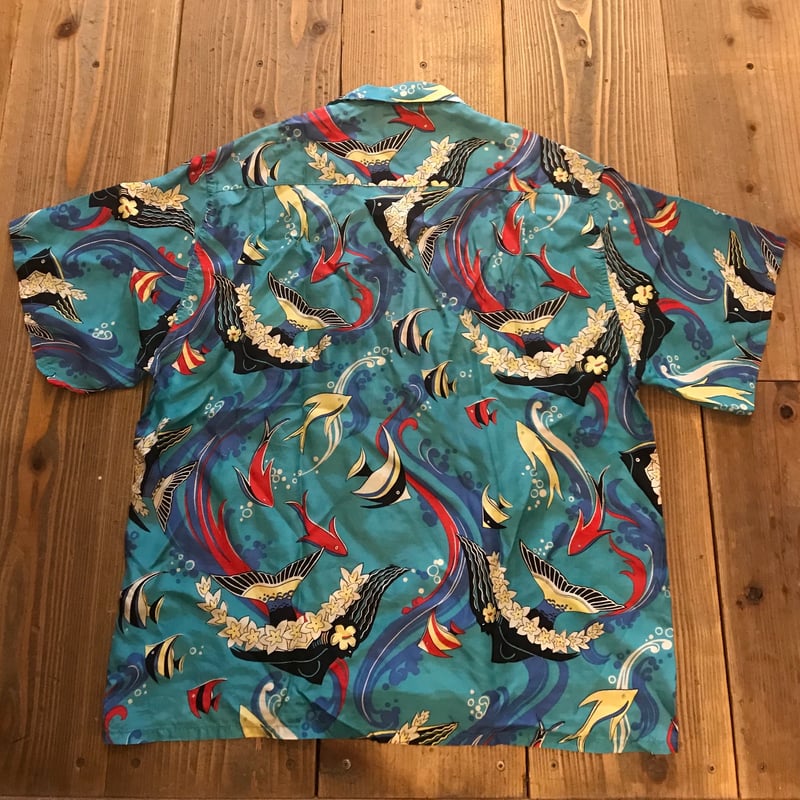 90s pataloha パタロハ フローラル エンゼルフィッシュ 開襟 M pataloha パタロハ フローラル エンゼルフィッシュ 開襟 M