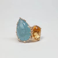 4R77 K10 Ring (Aquamarine&Citrine)