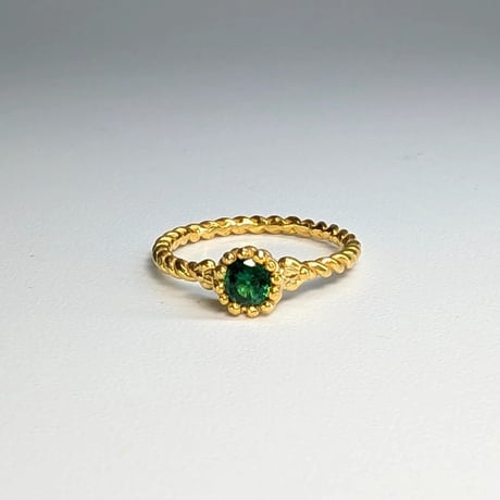 5R68 Silver(K18) Ring (Green Quartz)