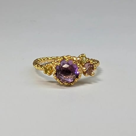 【ラルーチェデルソーレ】パーティカラー トルマリン リング 9 号 Brazilian Paraiba Tourmaline Ring and Half Eternity Ring Set (1.2mm)