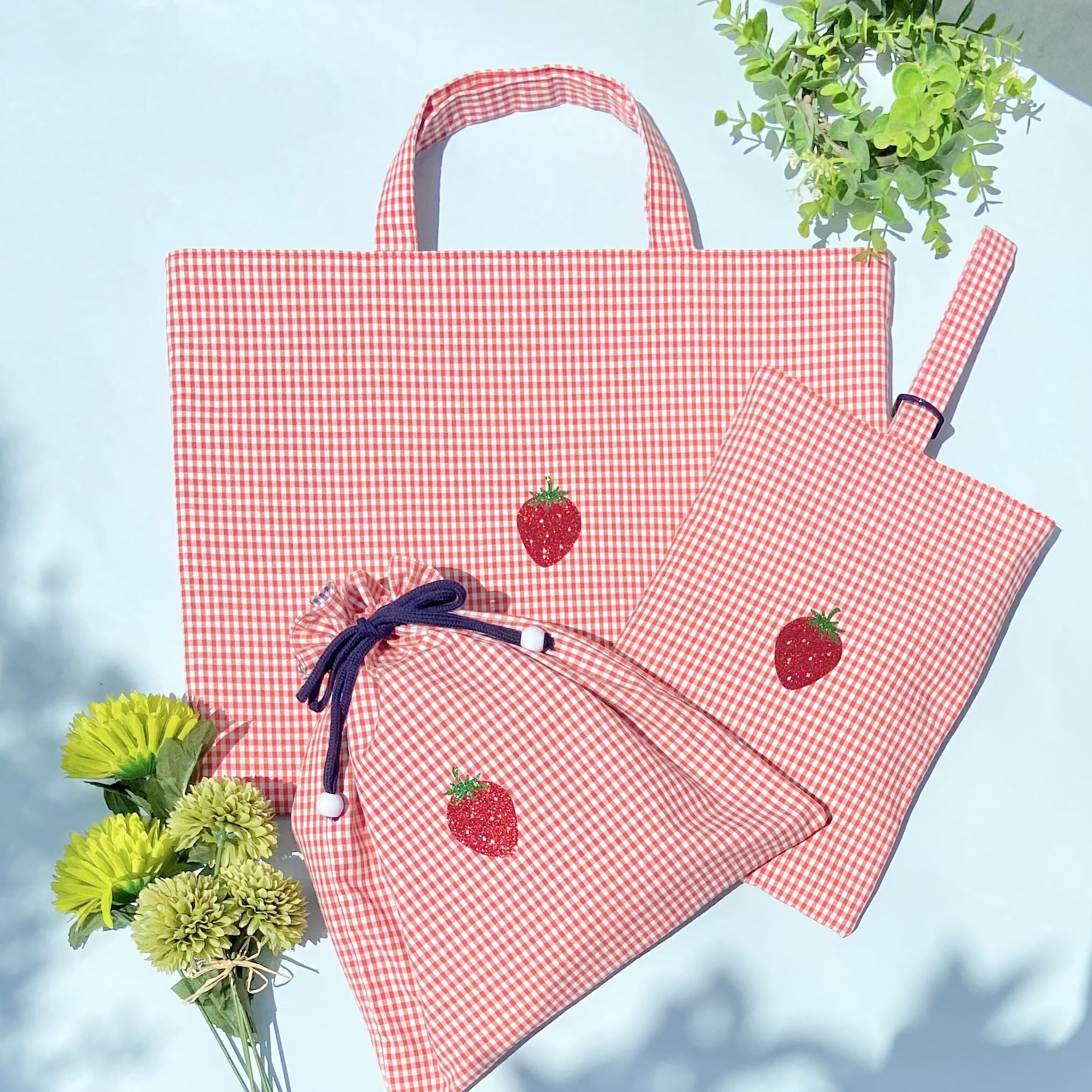 入園入学6点セット 入園入学女の子 入園入学グッズ くすみピンク 花 いちご original
