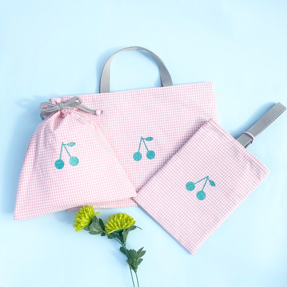3点セット【さくらんぼピンク】入学・入園グッズ | Pon pon mom 3点セット【さくらんぼピンク】入学・入園グッズ | Pon pon mom