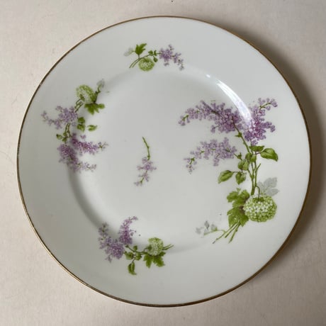 1900年代　リモージュ　J.B.T et cie 　ベルポー　デザート・プレート　リラとブール・ド・ネージュ柄　1−１２