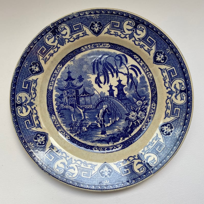 英国アンティーク　コウルドン　青い梅と鳥紋　ジャポニズムプレート 英国アンティーク コウルドン 青い梅と鳥紋 ジャポニズムプレート