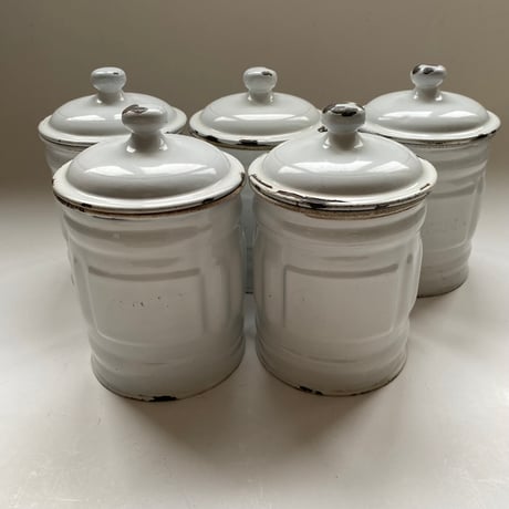 20世紀前半　L and C  ボワッタジゴーニュ　白いエマイユ 　5点セット