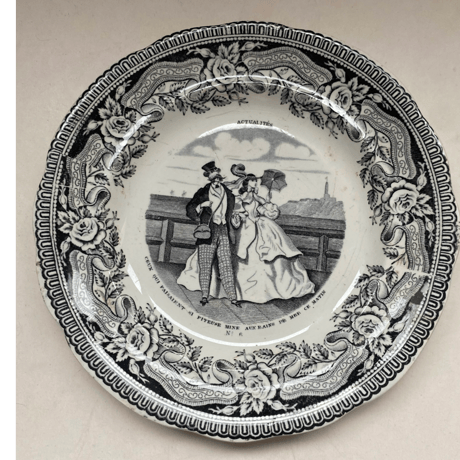 １９世紀中期　ボルドー　おしゃべりなお皿　デザートプレート　トリニテ教会とアンゴ夫人の娘　１、2他4点セット