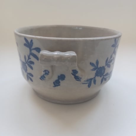 １９００年　サン・ヴァリエール　キャセロール（蓋なし）グレ　ブルーの小花柄