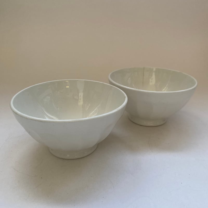 20世紀後半 カフェオレボウル 白陶器 面取り 2点セット | campagne à