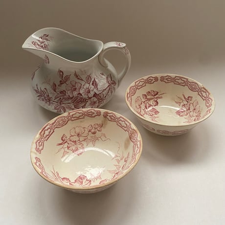 19世紀　クレイユ・エ・モントロー　プリュニエ柄　泡立て器　Bランク　2点セット