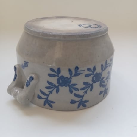 １９００年　サン・ヴァリエール　キャセロール（蓋なし）グレ　ブルーの小花柄